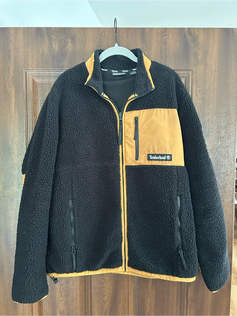 Timberland Black and Yellow Contrast Sherpa Jacket